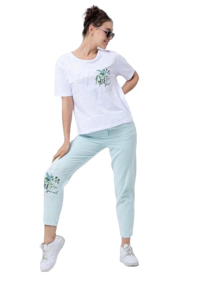 Комплект футболка/брюки Signet 403826x07 женский L Бело-зеленый