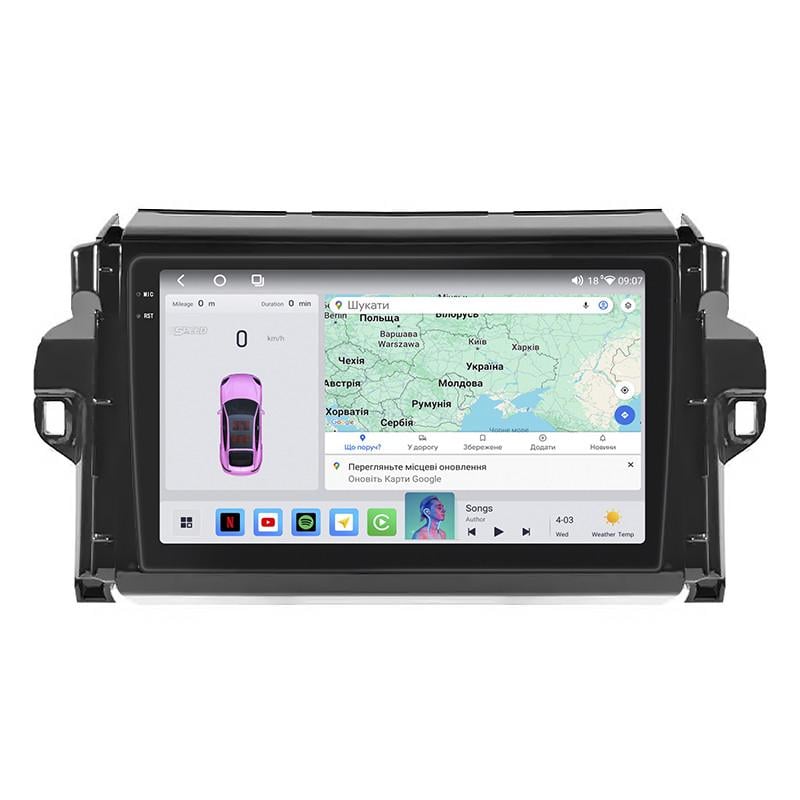 Автомагнитола штатная Lesko для Toyota Fortuner II Рестайлинг 2020-4/64 QLED CarPlay 4G Wi-Fi GPS Prime 9" (22391979)