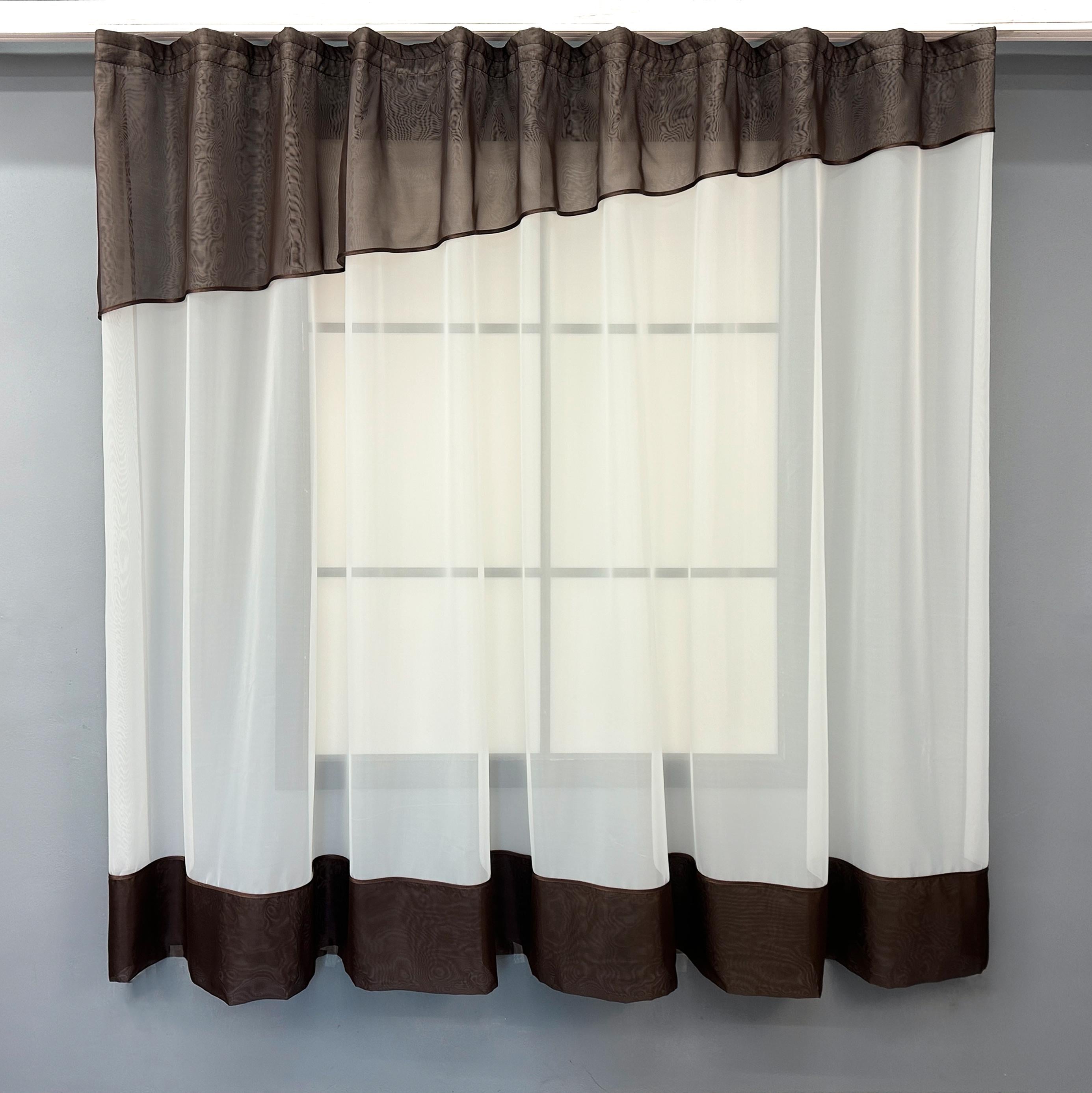 Тюль кухонный  VR-Textil №047к 280х170 см Молочный/Венге (52-1174)