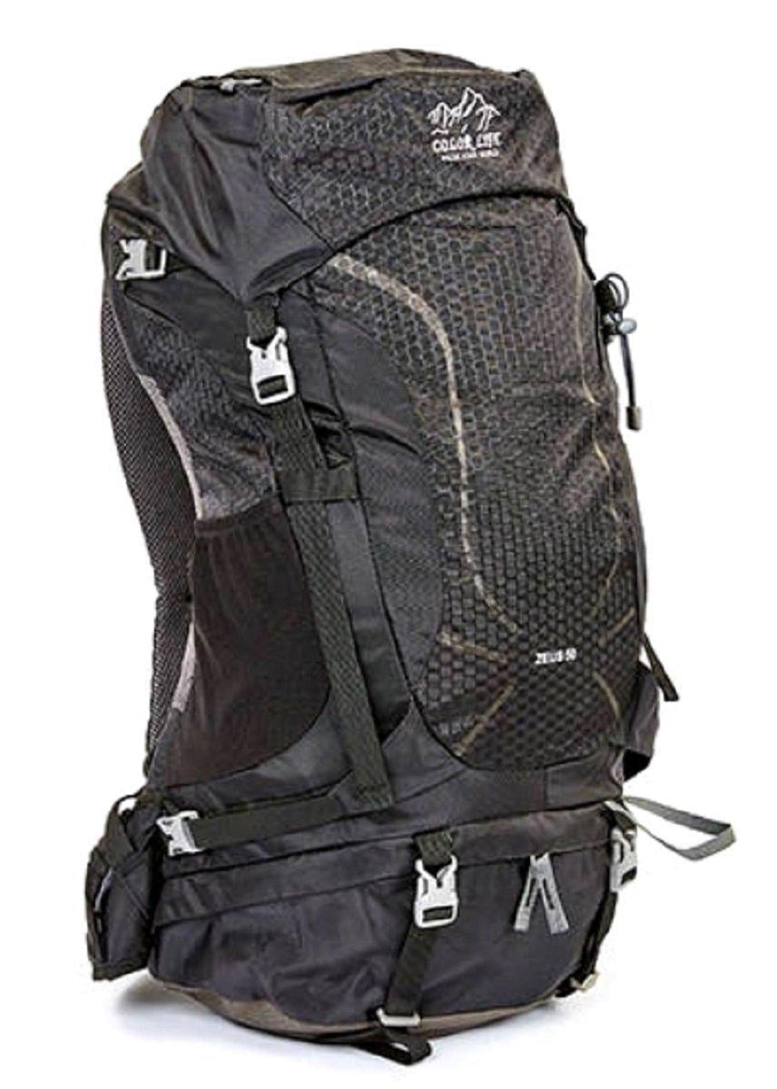 Рюкзак туристический COLOR LIFE 5308 50 л каркасный нижний вход Черный (TY-5308-BK)