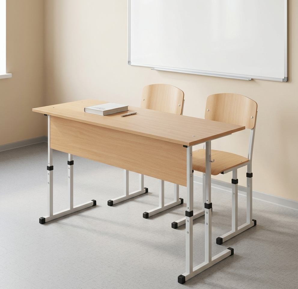 Парта школьная регулируемая 120х50x64-76 см со стульями (33308016)