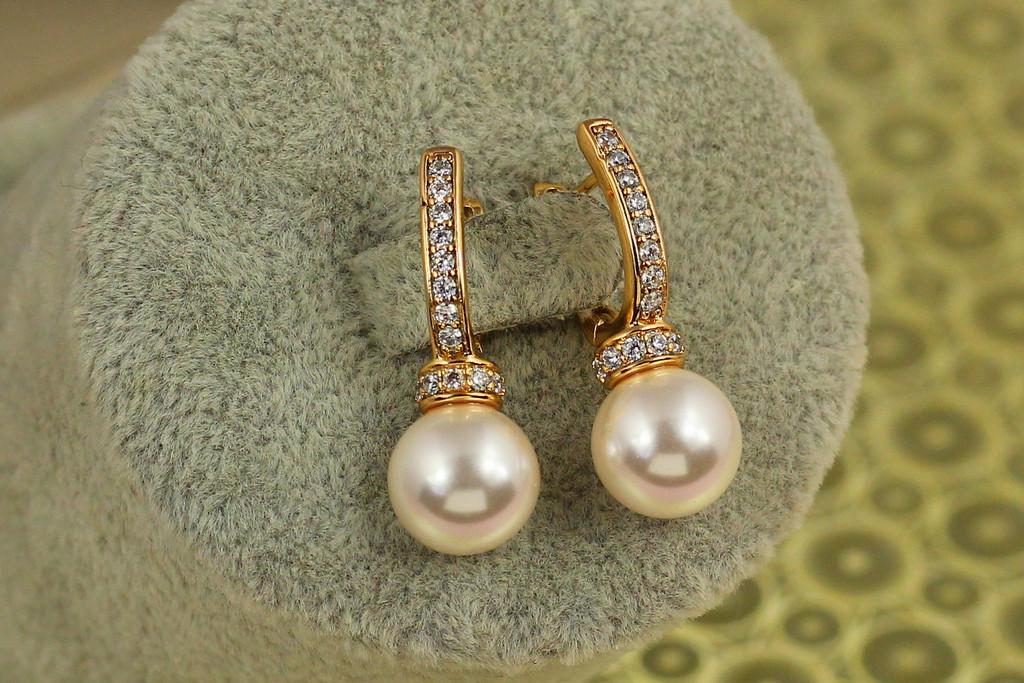 Серьги Xuping Jewelry молодость с жемчужиной 2,7 см Золотистый (2449474222)