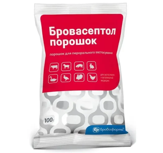 Препарат антибактериальный для животных Бровасептол порошок широкого спектра действия 100 г (арт.Б0038)