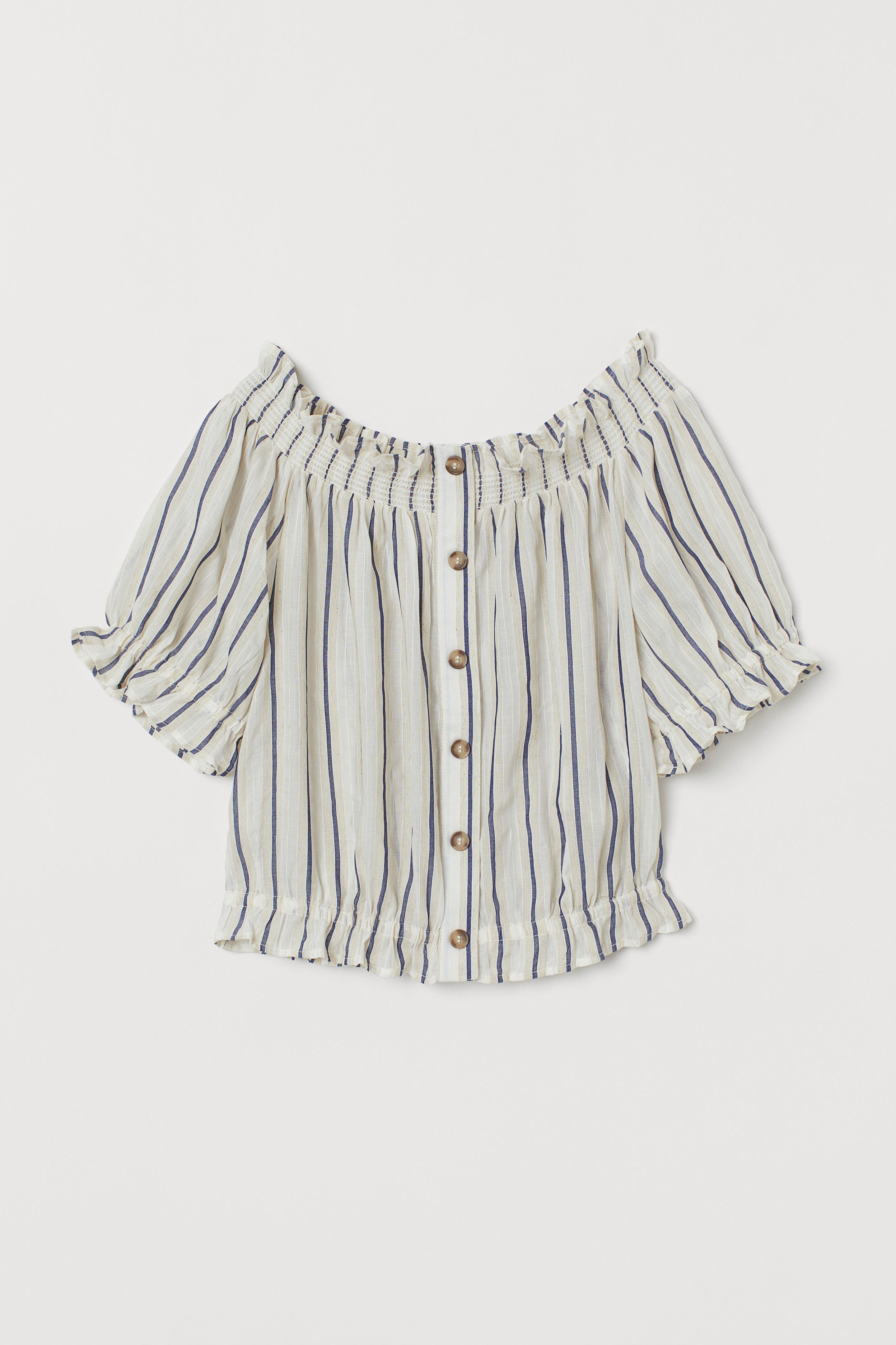 Блуза H&M Полоска р. 44 Бежевый (737137)