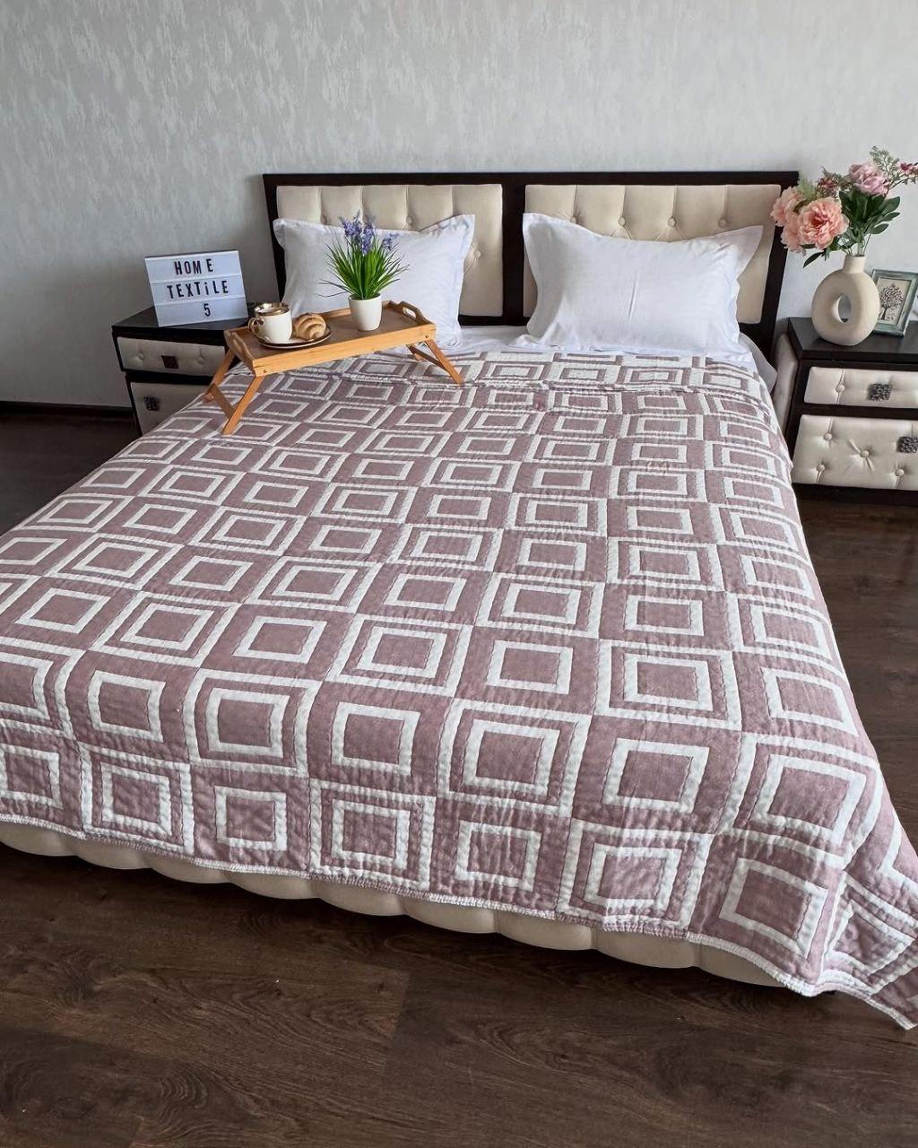 Покривало літнє муслінове євро 200х230 Рожевий (П4К-muslin25-004-05)