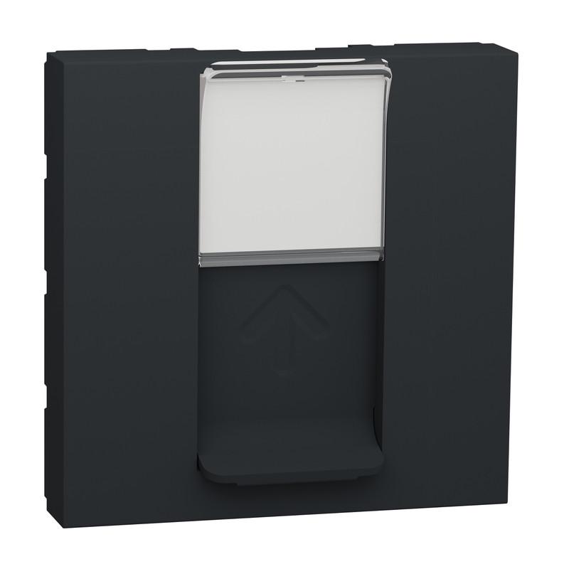 Накладка RJ45 Schneider Electric Unica 2 модуля ABS-UV Антрацитовый (NU941154)