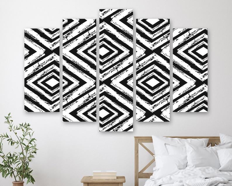 Модульная картина на холсте из пяти частей KIL Art Черно-белая иллюзия 137x85 см (M51_L_209)