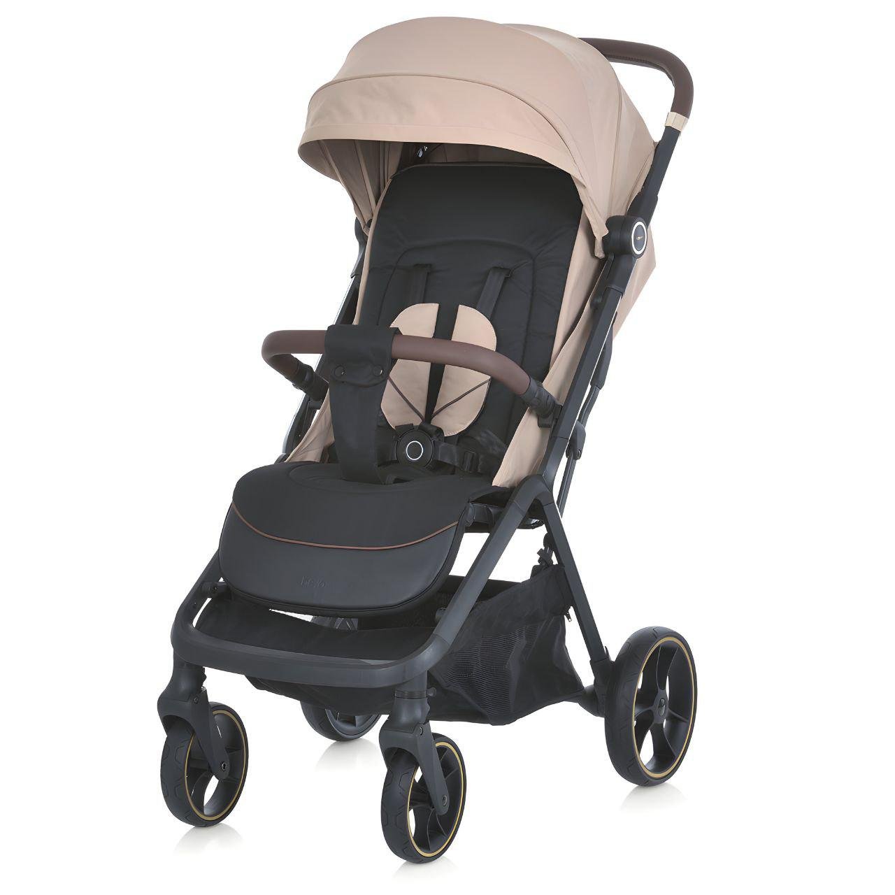 Прогулочная коляска-книга El Camino ME 1127-G BEYA с 5-точечными ремнями безопасности Beige (24021522)
