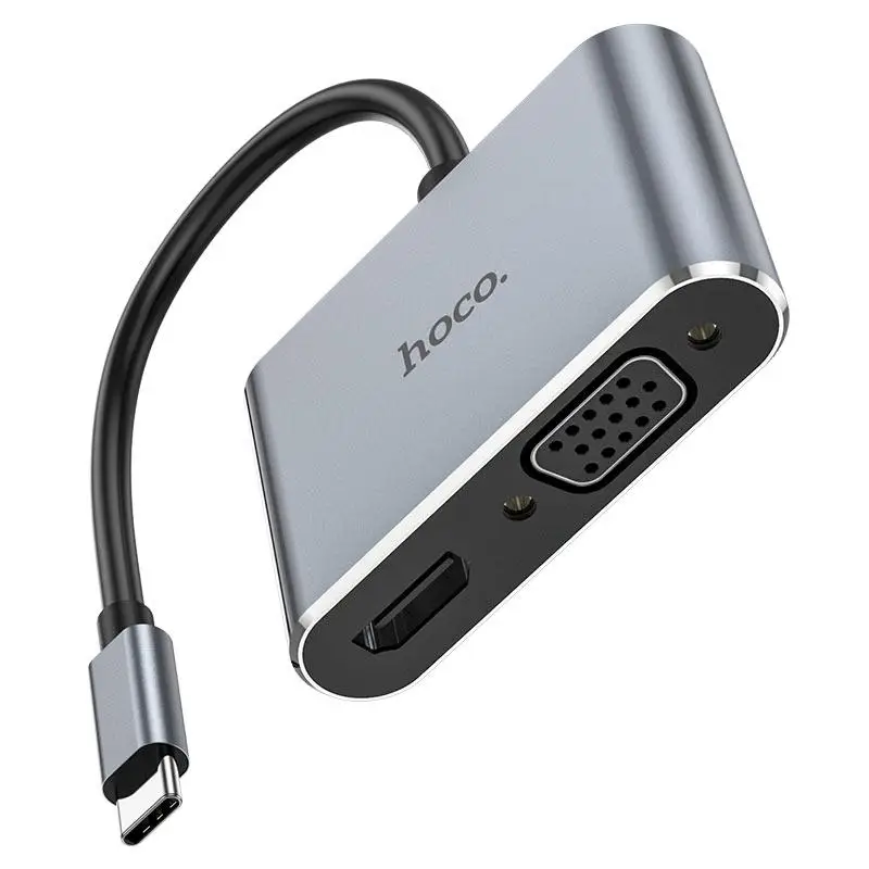 Конвертер Hoco HB30 Eco Type-C до HDMI/VGA Metal Grey (576042)
