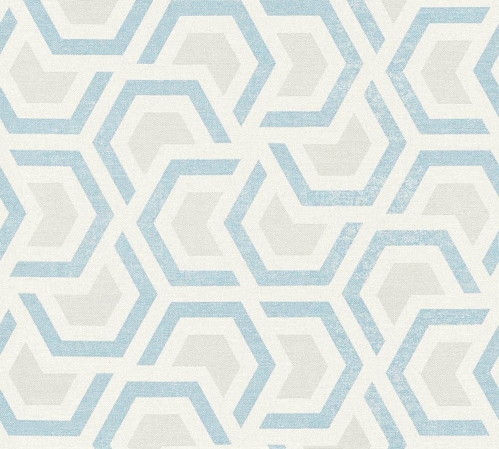 Обои виниловые на флизелиновой основе A.S.Creation Linen Style 36760-3 Серый/Голубой