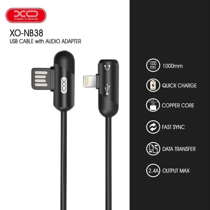 Кабель Xo NB38 Lightning iPhone/iPad Audio transpose 2,4A Black (37062) - фото 2