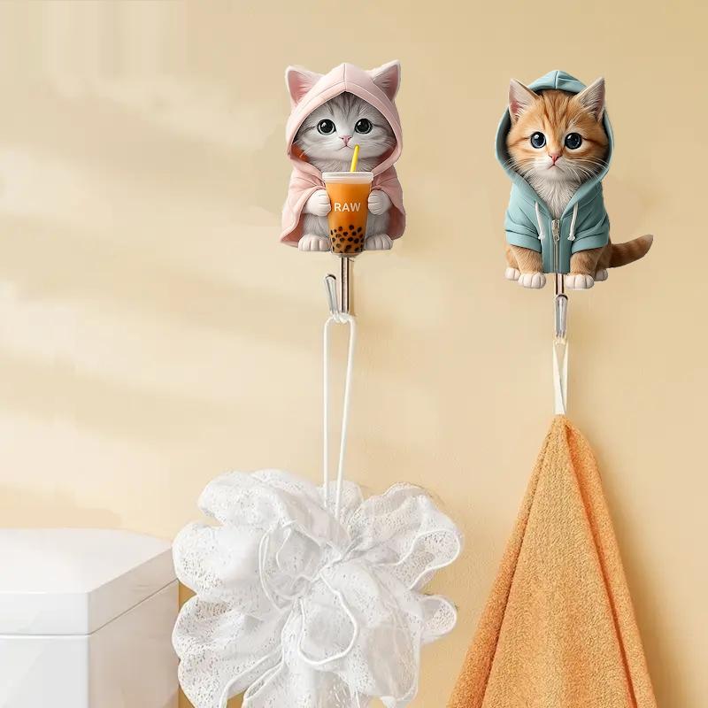 Самоклеючий настінний гачок-вішалка Кіт 2D 1 шт. Сріблястий з рожевим (2743174669) - фото 5 Самоклеючий настінний гачок-вішалка Кіт 2D 1 шт. Сріблястий з рожевим (2743174669) - фото 5