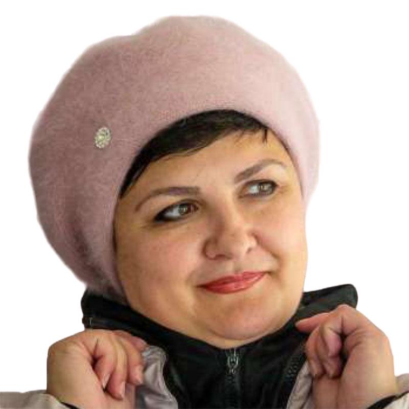 Берет женский ангоровый Novita Афина one size Пудровый