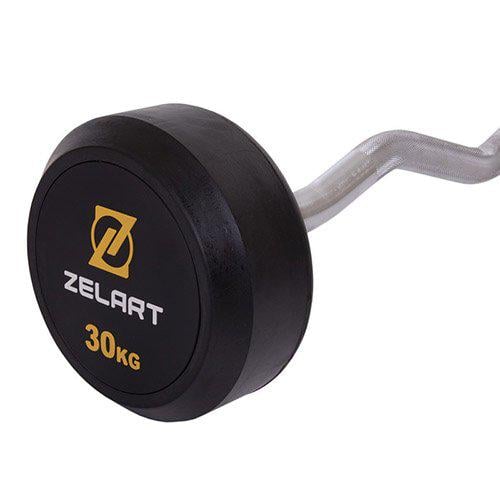 Штанга фиксированная изогнутая Rubber Coated Barbell Zelart TA-2687 30 кг Черный (58363067) - фото 3