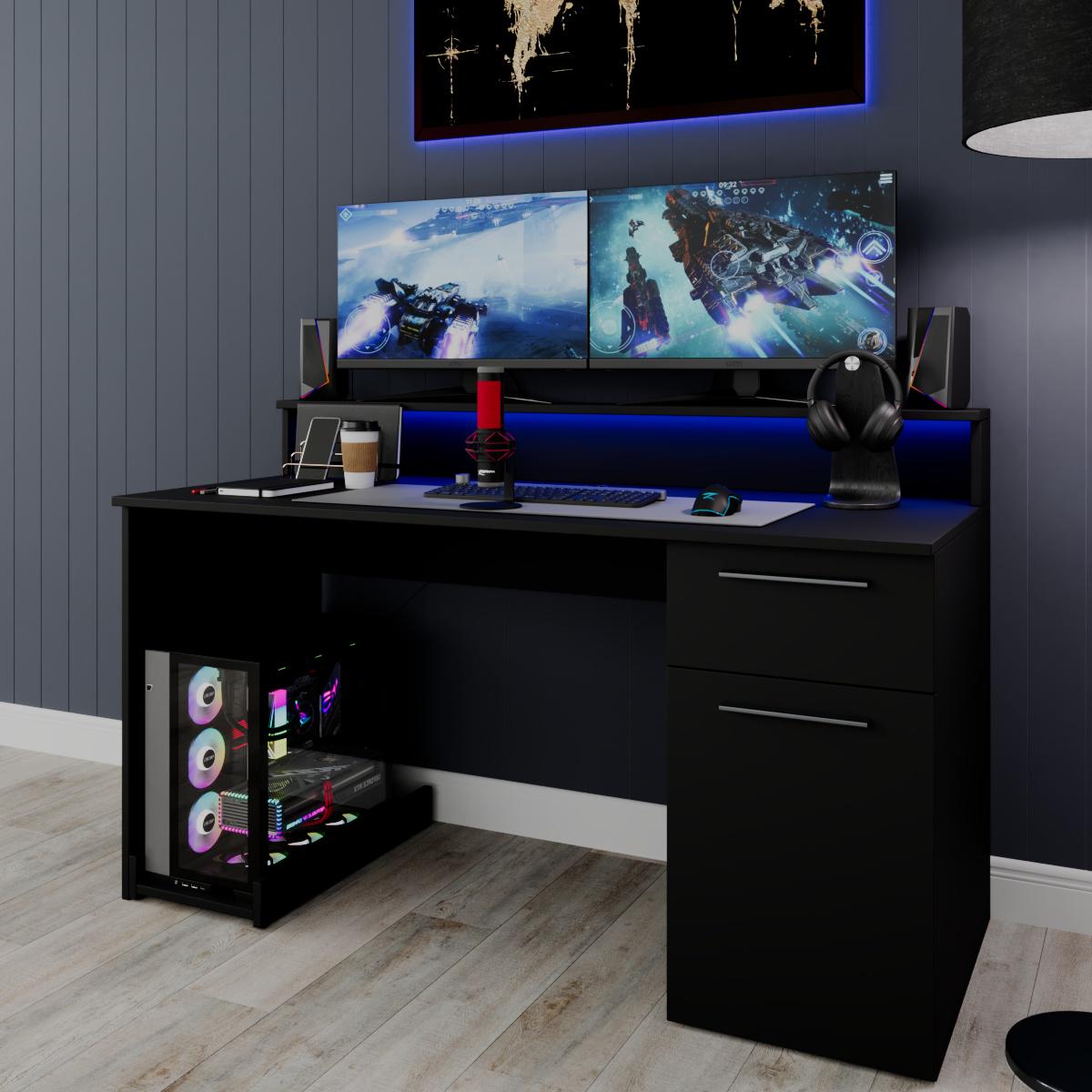 Комп'ютерний стіл Mebellini Комбо NEW 1000х750/900х600 мм Чорний (арт.SKEP1000-160) - фото 1 Комп'ютерний стіл Mebellini Комбо NEW 1000х750/900х600 мм Чорний (арт.SKEP1000-160) - фото 1