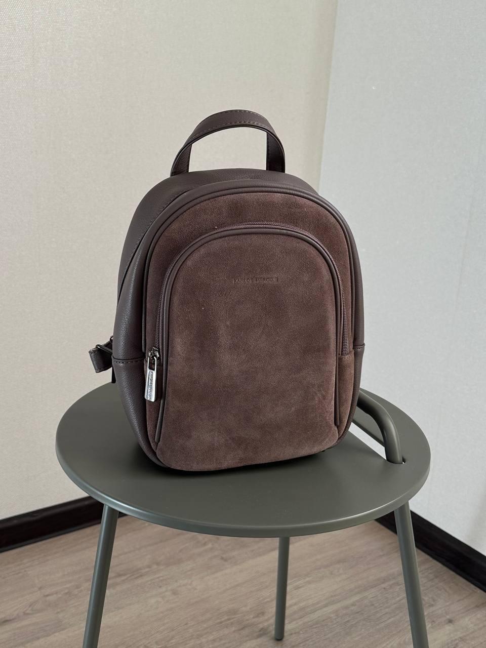Рюкзак жіночий 306/2 натуральна замша та еко-шкіра Кавовий