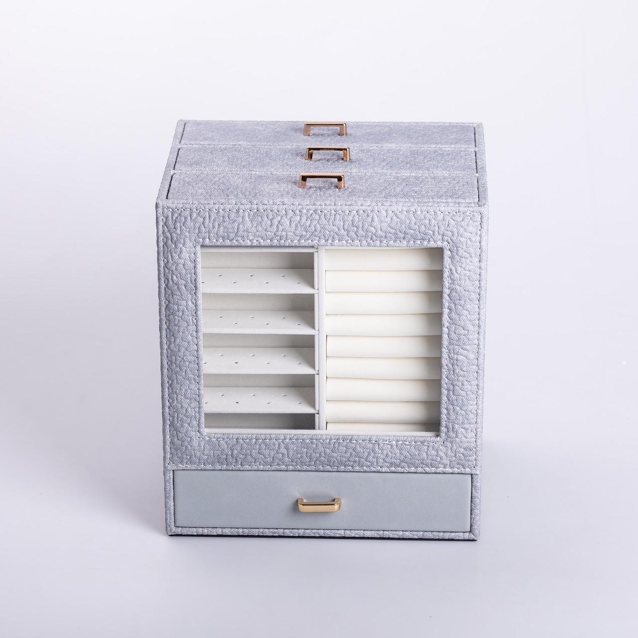 Скринька для прикрас з еко шкіри 3 яруси Сірий (27969569) Скринька для прикрас з еко шкіри 3 яруси Сірий (27969569)