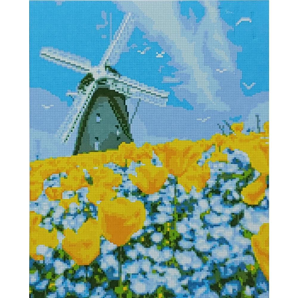 Алмазная мозаика Strateg Премиум Ветряная мельница на поле 40x50 см (D0031)