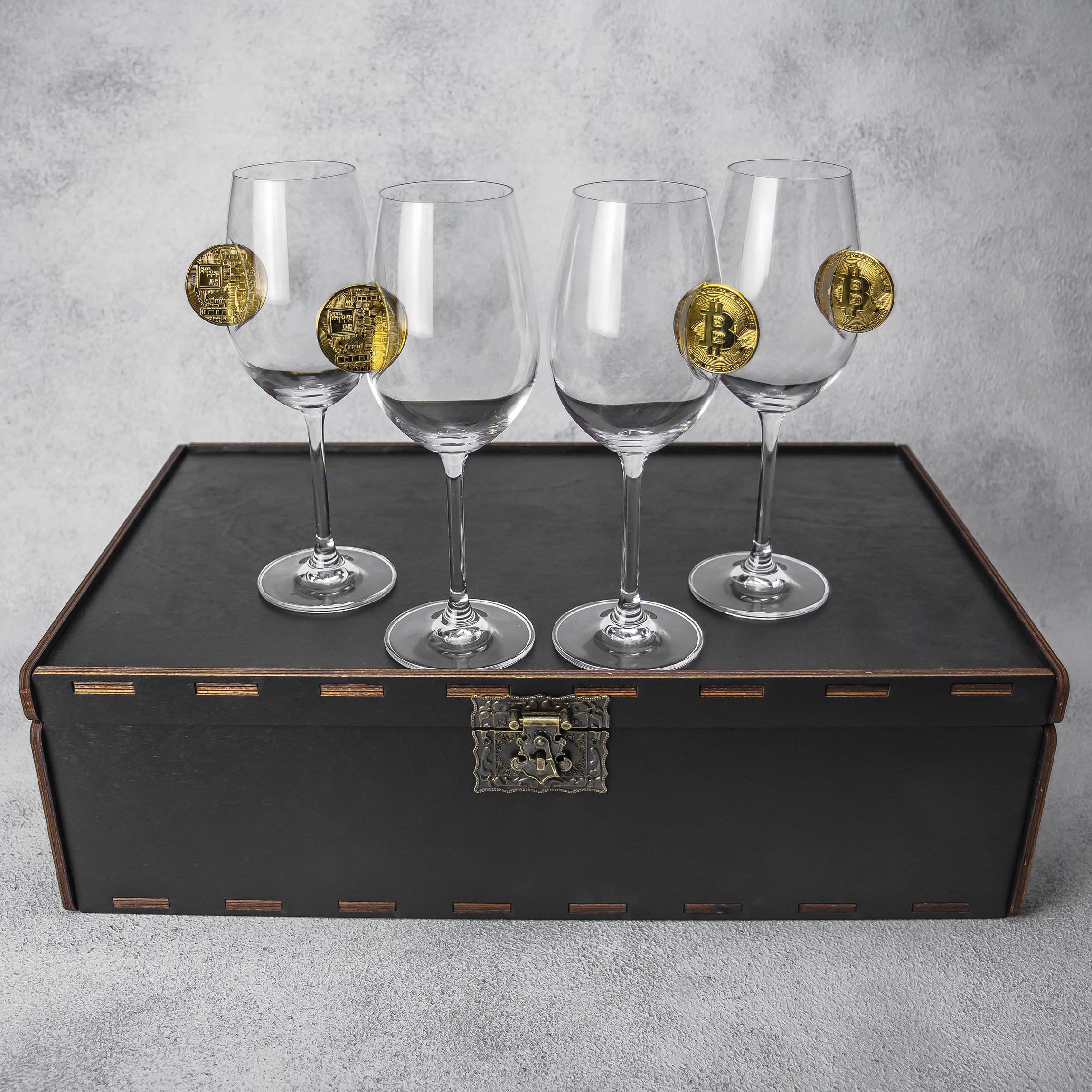 Набор VSKLO на 4 бокала для вина с биткойном 350 мл (31516302)