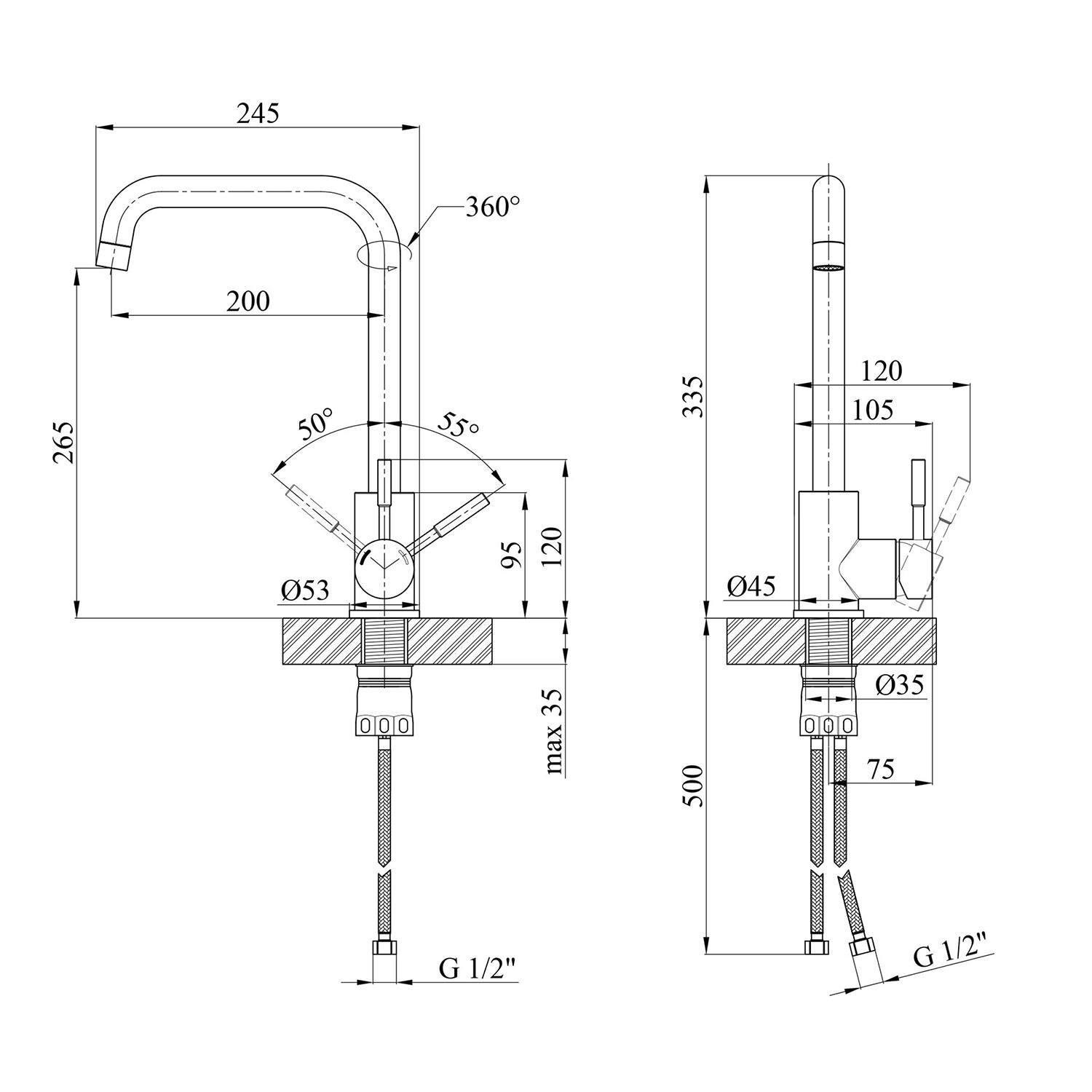 Змішувач для кухні Kroner KRM Edelstahl Klassisch ESG037 CV023001 (38074) - фото 2