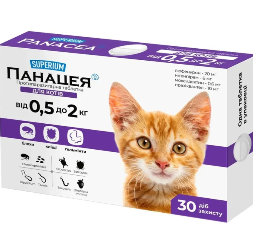 Панацея Супериум для кошек 0,5–2 кг 1 табл.