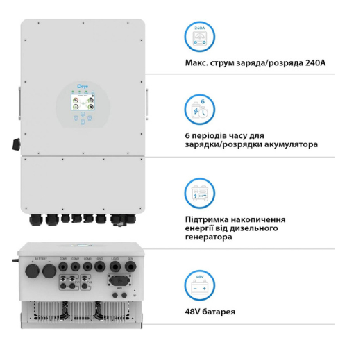 Інвентор гібридний безперебійного живлення Deye SUN-12K-SG04LP3-EU 12 кВт 3 фази - фото 8