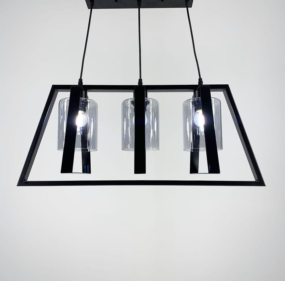 Люстра в стиле лофт в треугольной форме корпуса с графитовыми плафонами Черный (11806/3 BK)