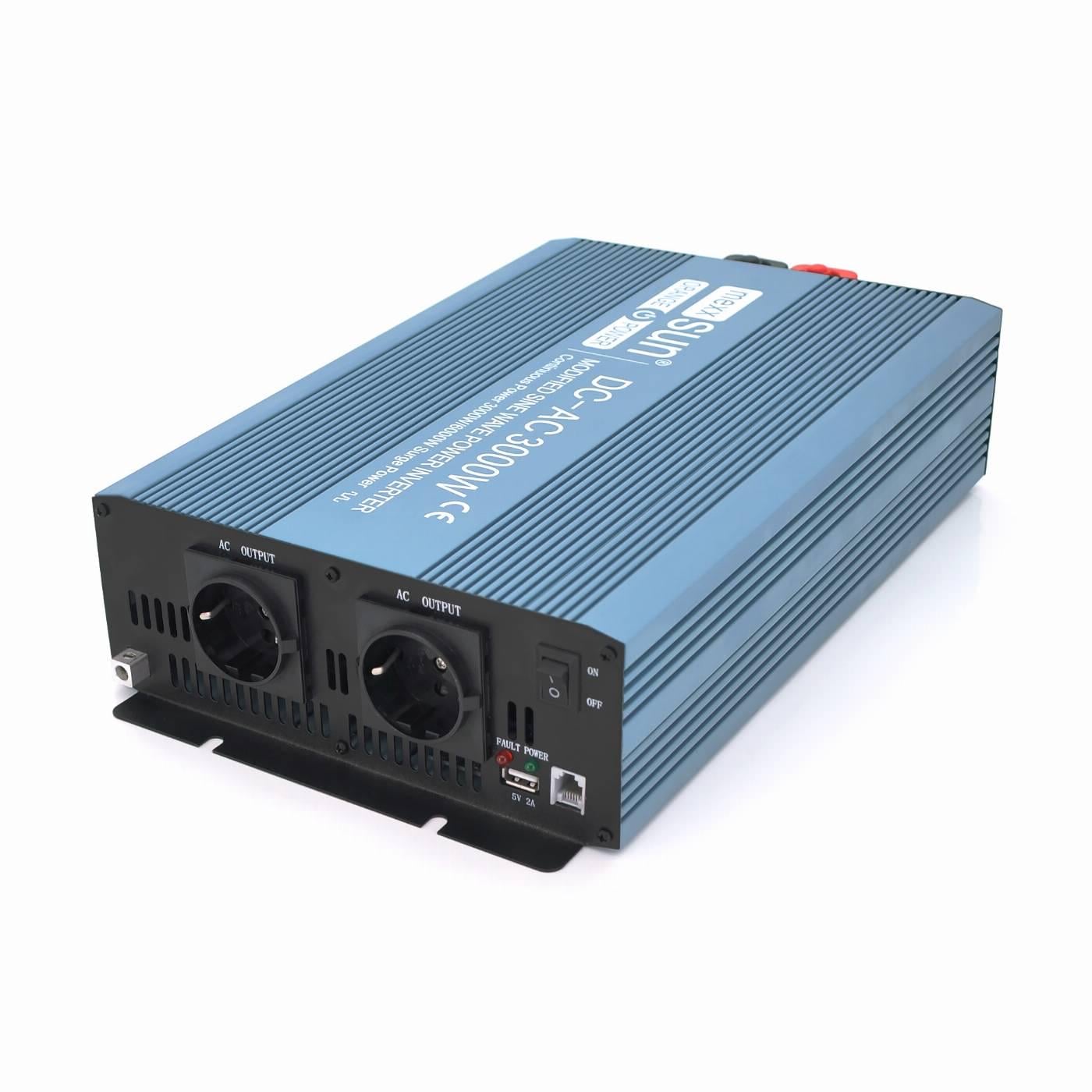 Інвертор напруги Mexxsun MXS-3000 24V/220V 3000W з правільною синусоїдою 2 Shuko клемні дроти Q2 (32693)