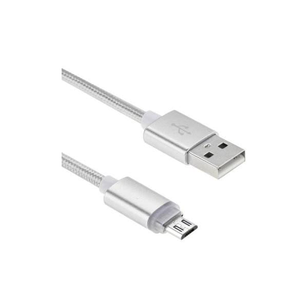 Кабель Vinga USB 2.0 AM to Micro 5P 1 м Silver (VCPDCMLED1S) - фото 4