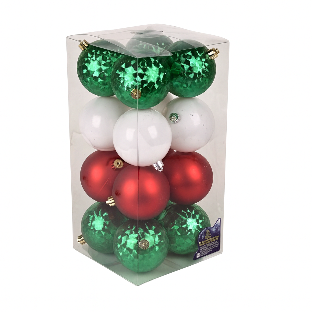 Набор елочных игрушек Stenson 9791 d 8 см 16 шт. Красный/Белый/Зеленый (29079477)