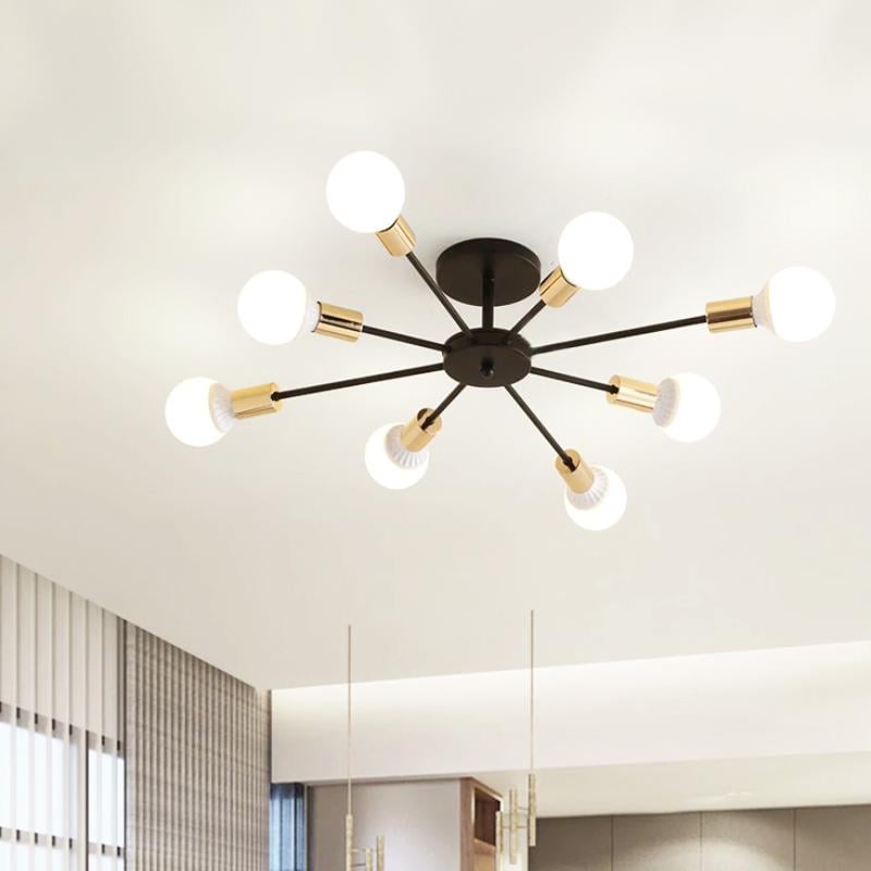 Люстра в стилі лофт Луч-8 з патронами Золото