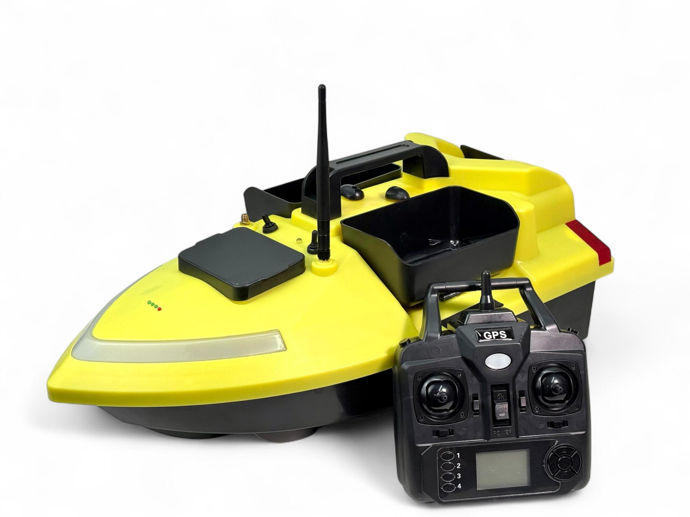 Карповый кораблик Hirisi V020 V010/V18/D8/D13 3 бункера GPS на 40 точек/автопилот Желтый