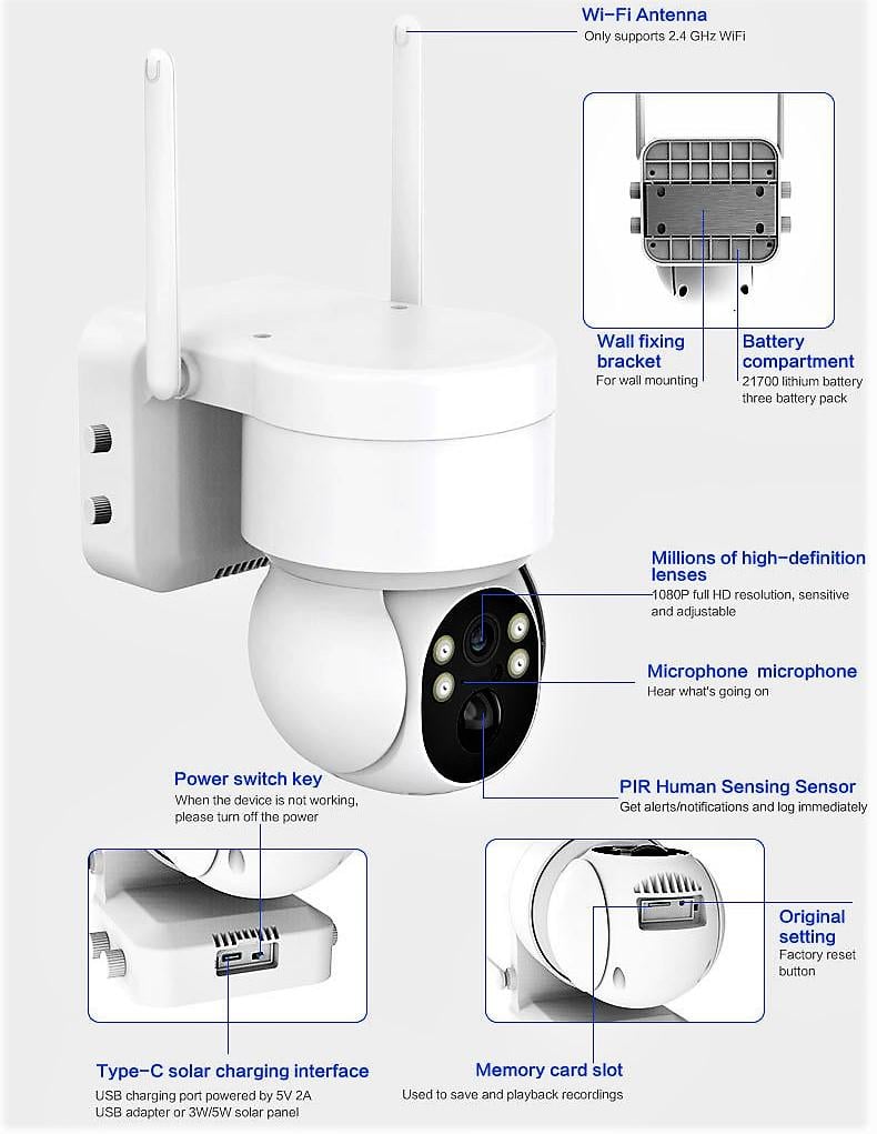 Камера відеоспостереження UKC TQ2 WIFI 2Mp IP66 iCSee із сонячною панеллю - фото 6