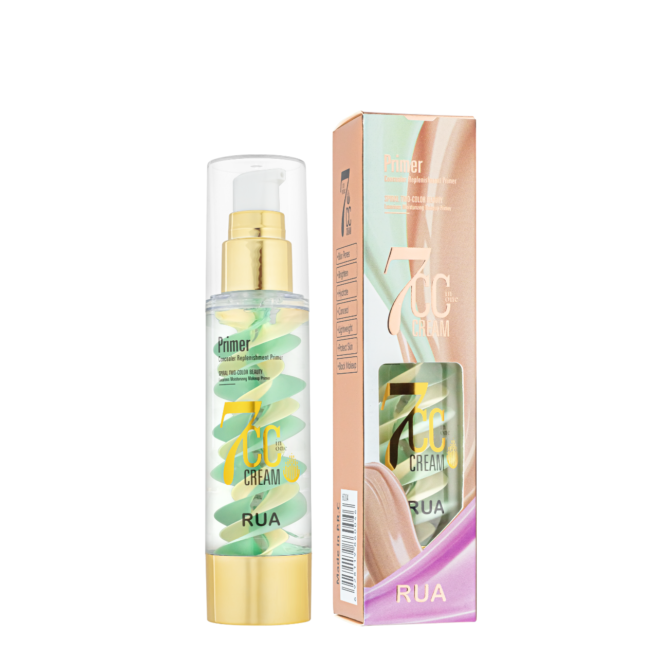 База под макияж двухцветная RUA 7 CC-cream Concealer Replenishment Primer 6004 01 Ivory/Mint/Green