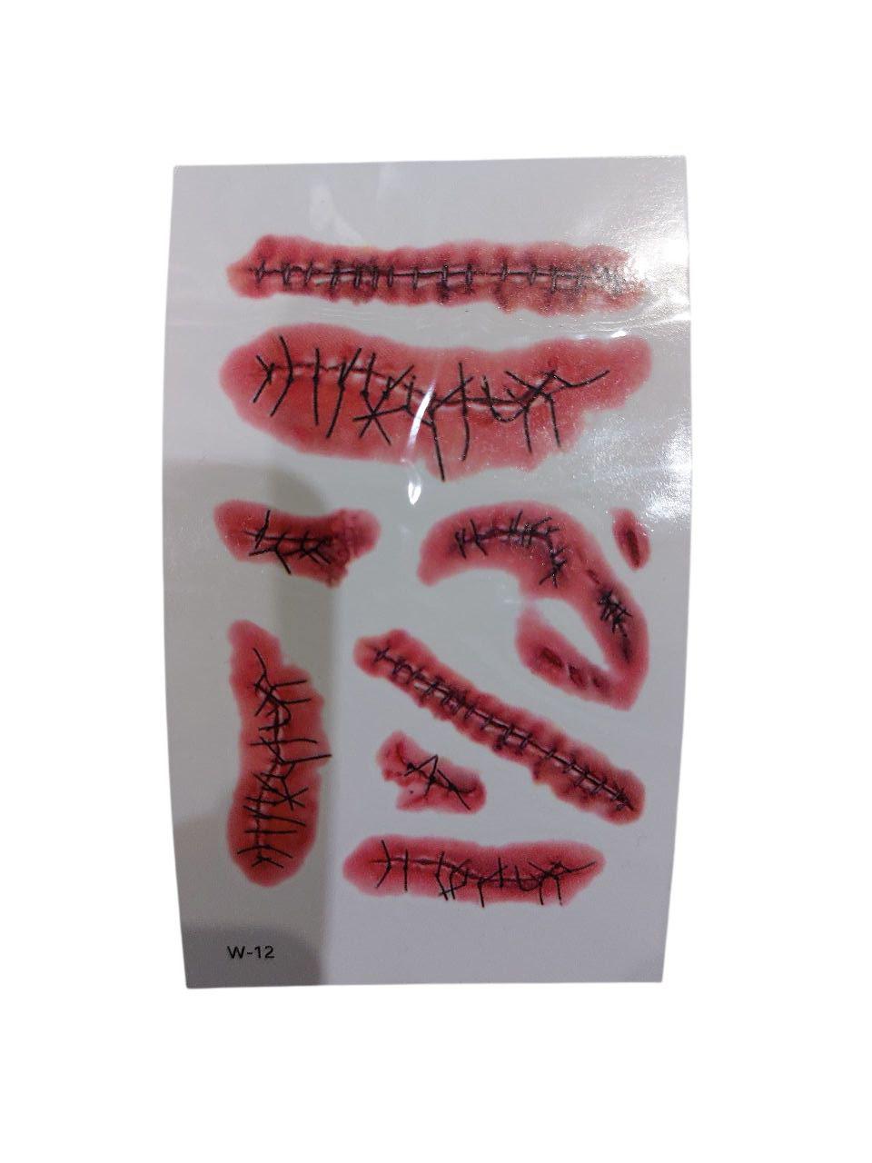 Наклейки тату для Хэллоуина 10x6 см Красный (900011)