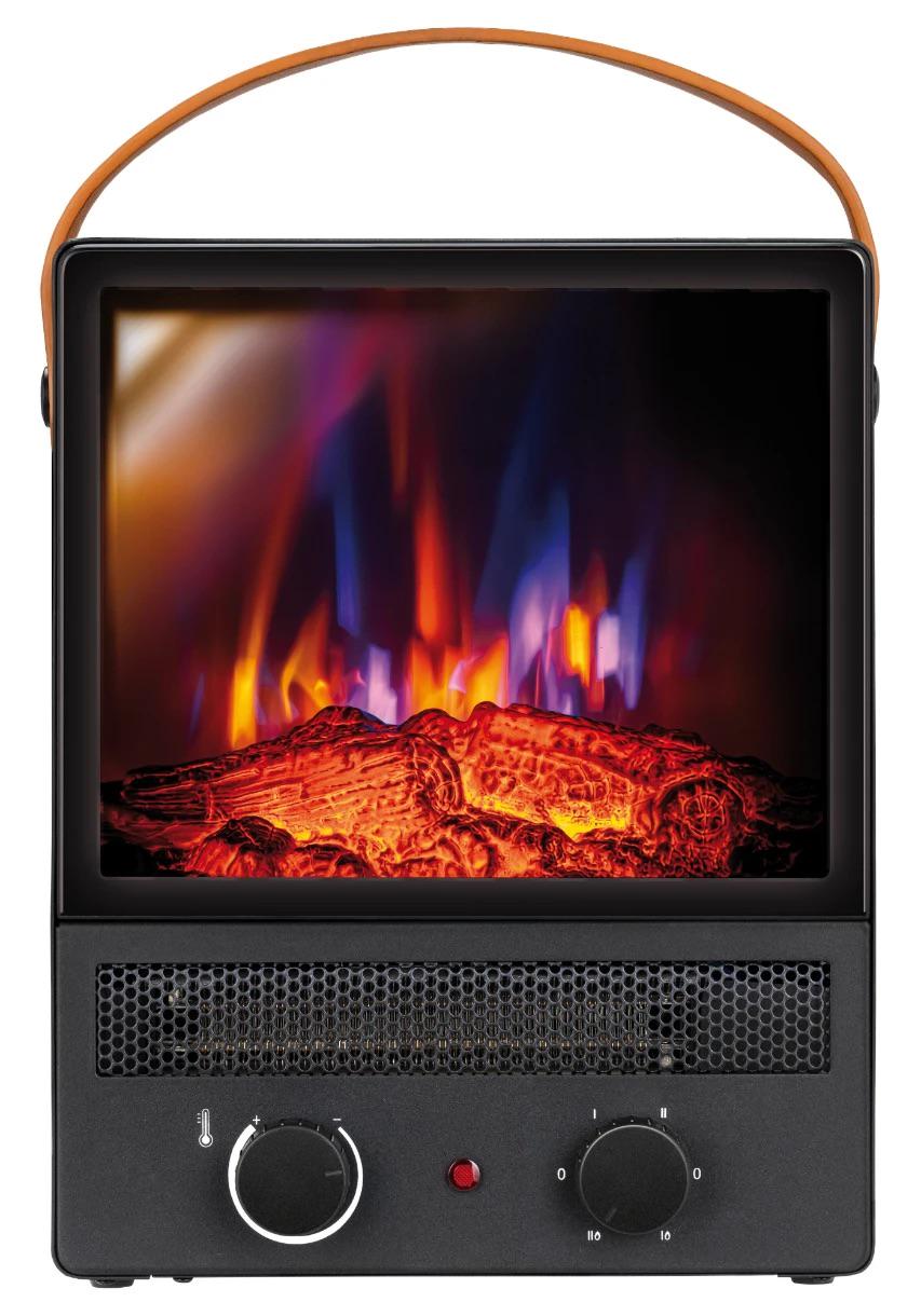 Электрокамин с термостатом Adler с двумя уровнями мощности 750/1500 W эффект пламени Черный