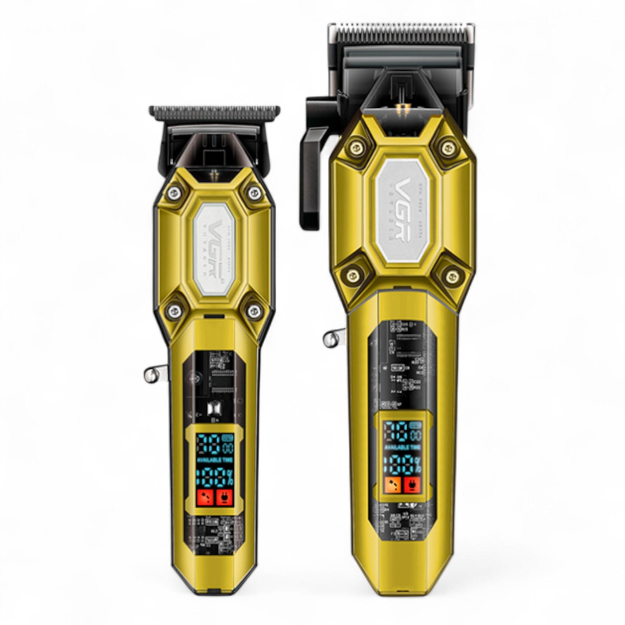 Набір VGR 2в1 V-600&900 Машинка для стрижки акумуляторна clipper триммер 10 насадок LED display Gold (M_V-600&900Gold)