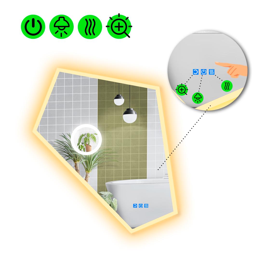 Зеркало с LED подсветкой Modulo 3 с тремя сенсорами 100x85 см (8737608)