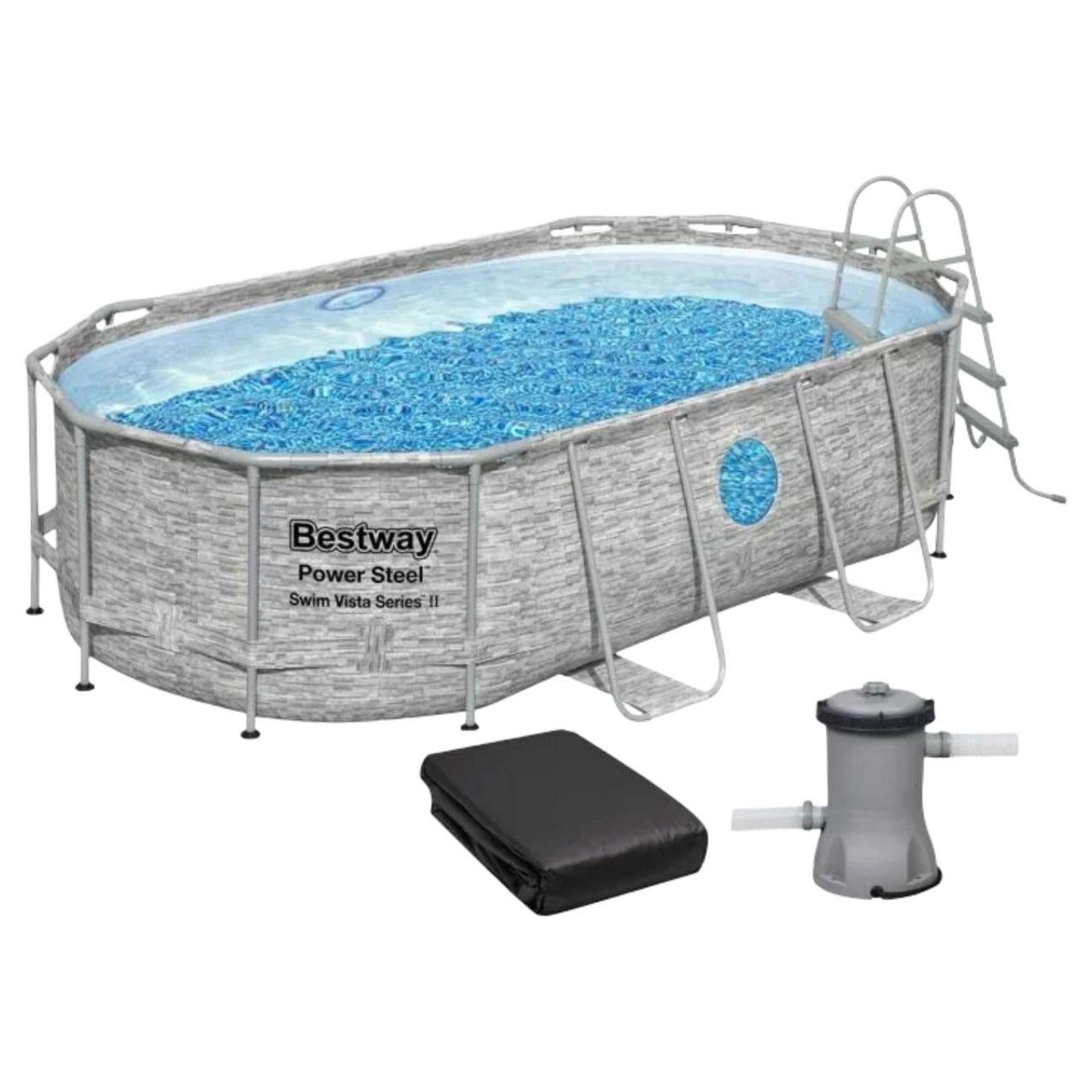 Бассейн каркасный Bestway 56714 с окнами и фильтр-насосом 427×250×100 см (34470431)