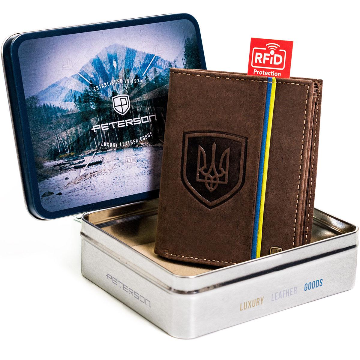 Кошелек мужской кожаный Peterson PTN PTN 303UP-CH Коричневый