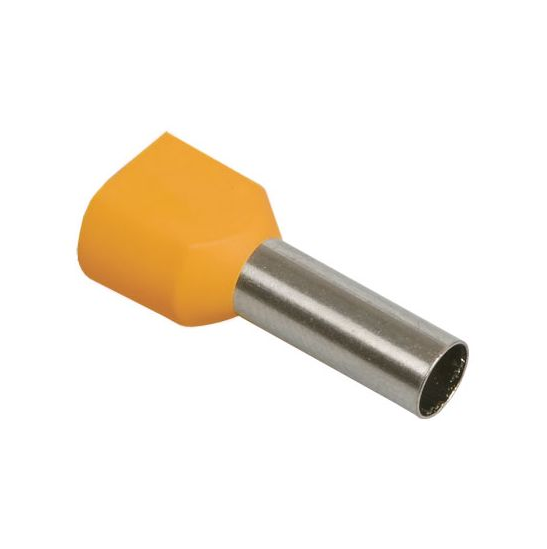 Наконечник изолированный двойной УЕК НГИ2 0,5-8 2х0,5 мм2 гильза 8 мм 100 шт. Оранжевый (UTE10-D1-8-100)