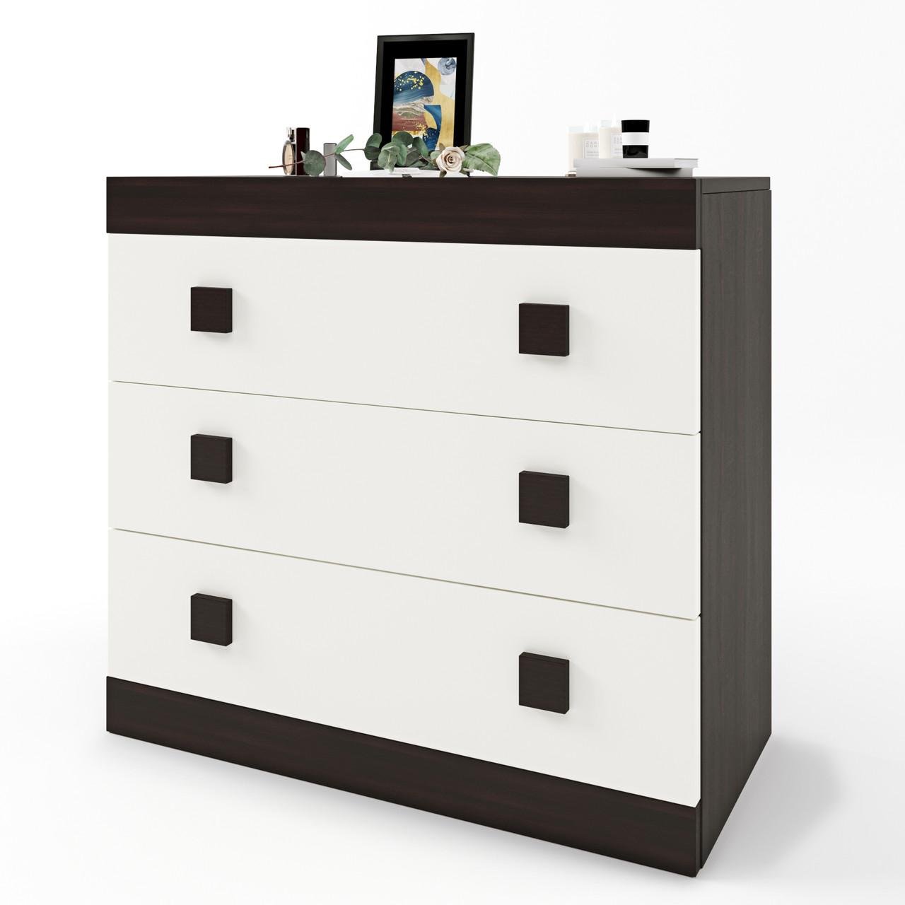 Комод на 3 ящика Эверест Соната-1 80х38х75 см Венге темный/Белый (DTM-2046)
