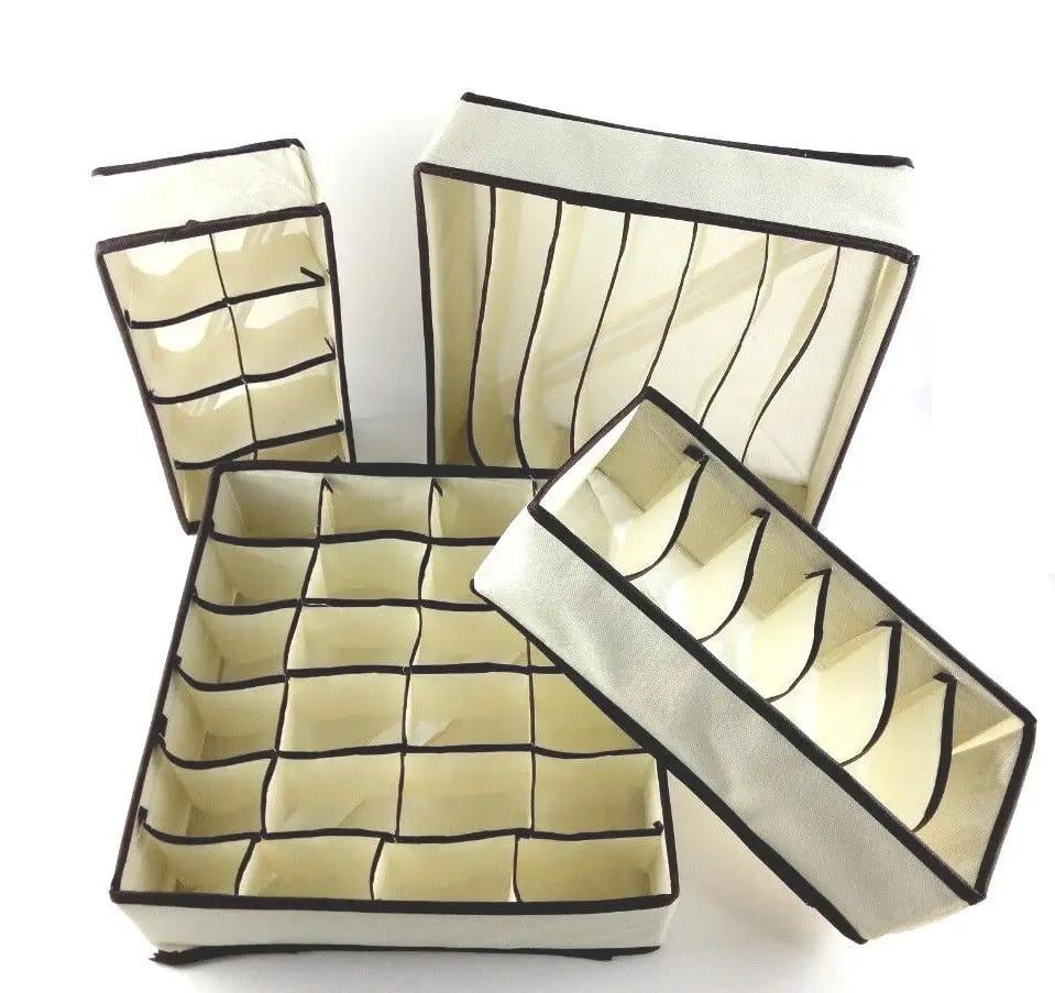 Набір органайзерів для спідньої білизни 4 шт. Бежевий/Коричневий (ОДШ-102-23) - фото 2