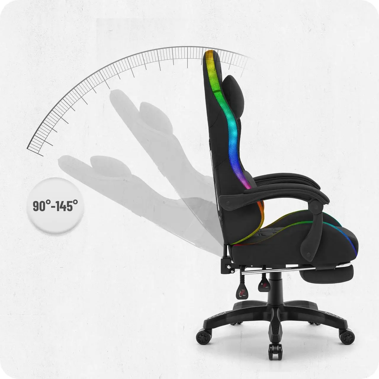 Крісло геймерське з підставкою для ніг Cabro C501 RGB Black тканина до 150 кг (AN-С501BRGB) - фото 3 Крісло геймерське з підставкою для ніг Cabro C501 RGB Black тканина до 150 кг (AN-С501BRGB) - фото 3