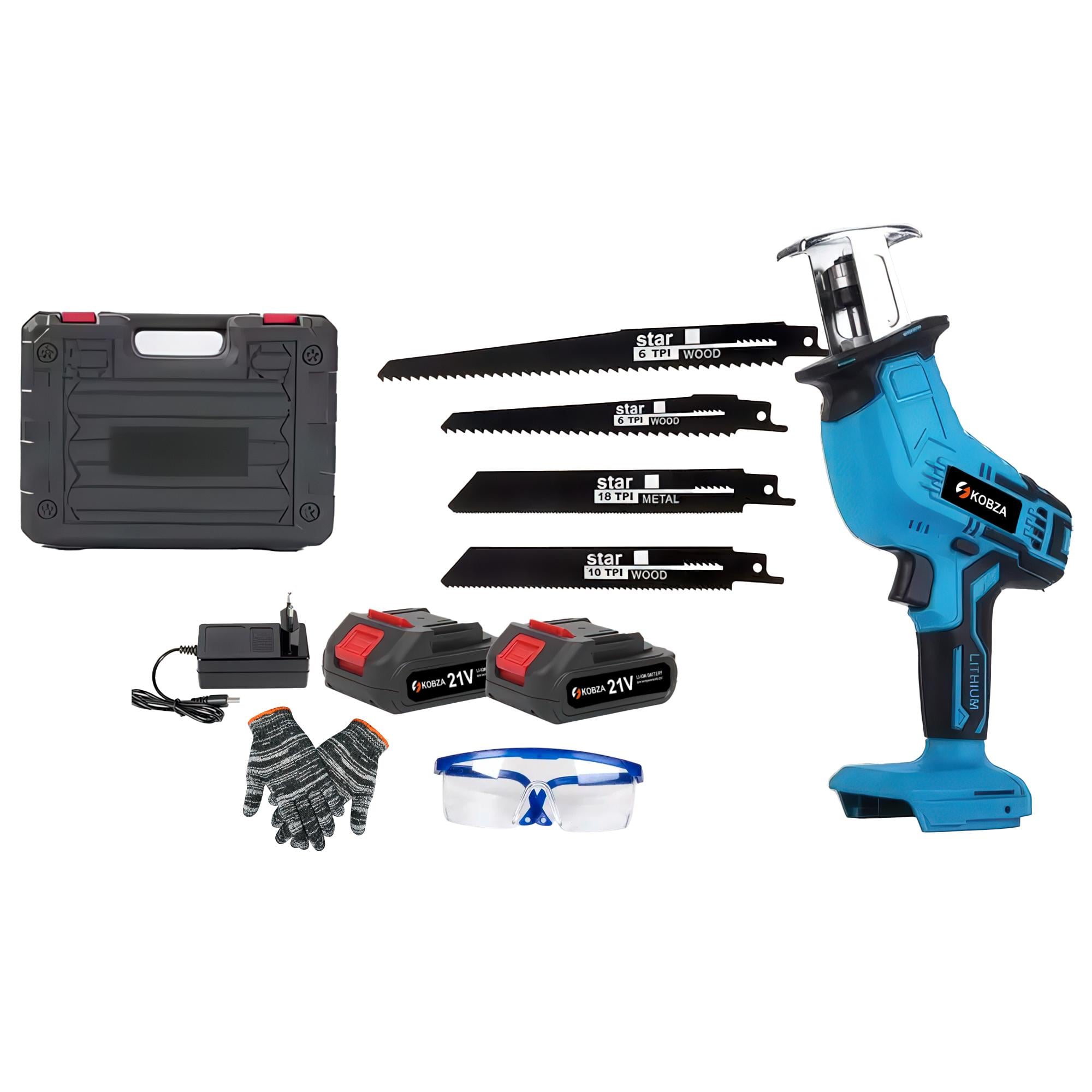 Пила аккумуляторная сабельная 21 В с кейсом/2 АКБ/4 холста Пила аккумуляторная сабельная 21 В с кейсом/2 АКБ/4 холста