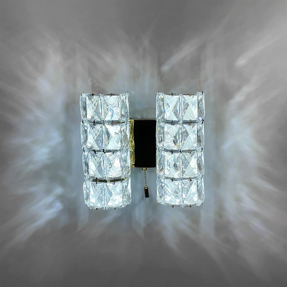 Бра хрустальное на 3 световых режима Золотой (A 003/2 B GD)