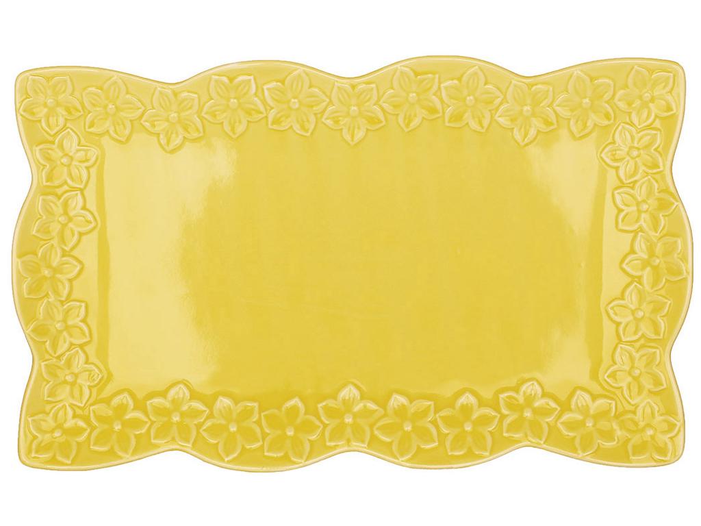 Блюдо фарфоровое прямоугольное Цветок 35,7х21,3х3 см Желтый (BDI-888-147)