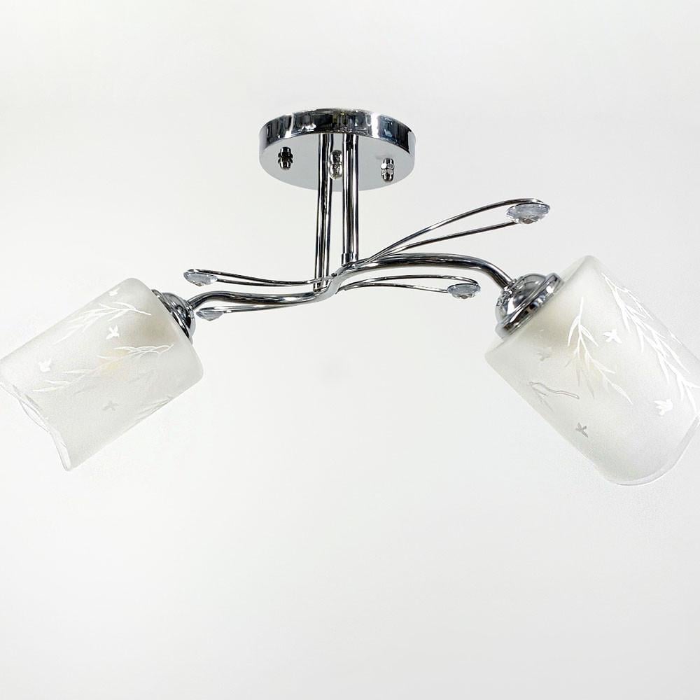 Люстра на 2 плафона с узором Хром (99018B/2 СH) Люстра на 2 плафона с узором Хром (99018B/2 СH)