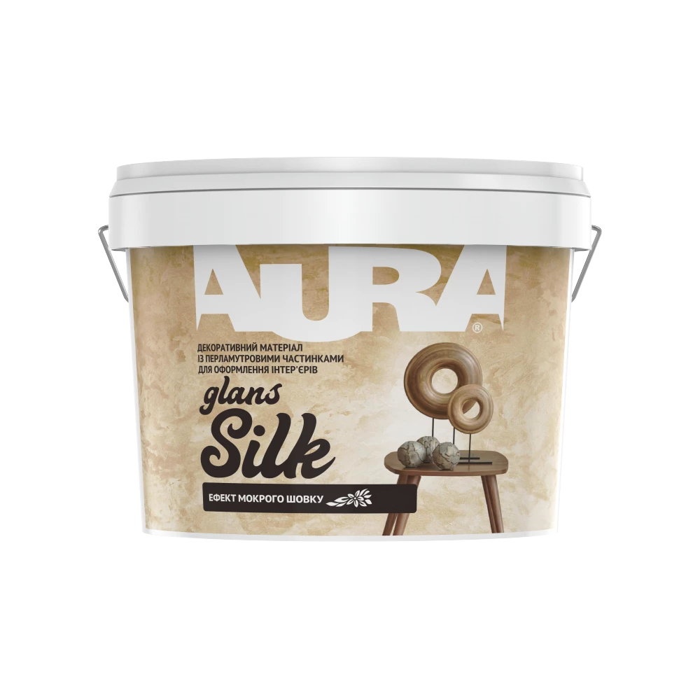 Краска декоративная Aura Silk Glans Мокрый шелк 5 л Серебряный (3119824097)