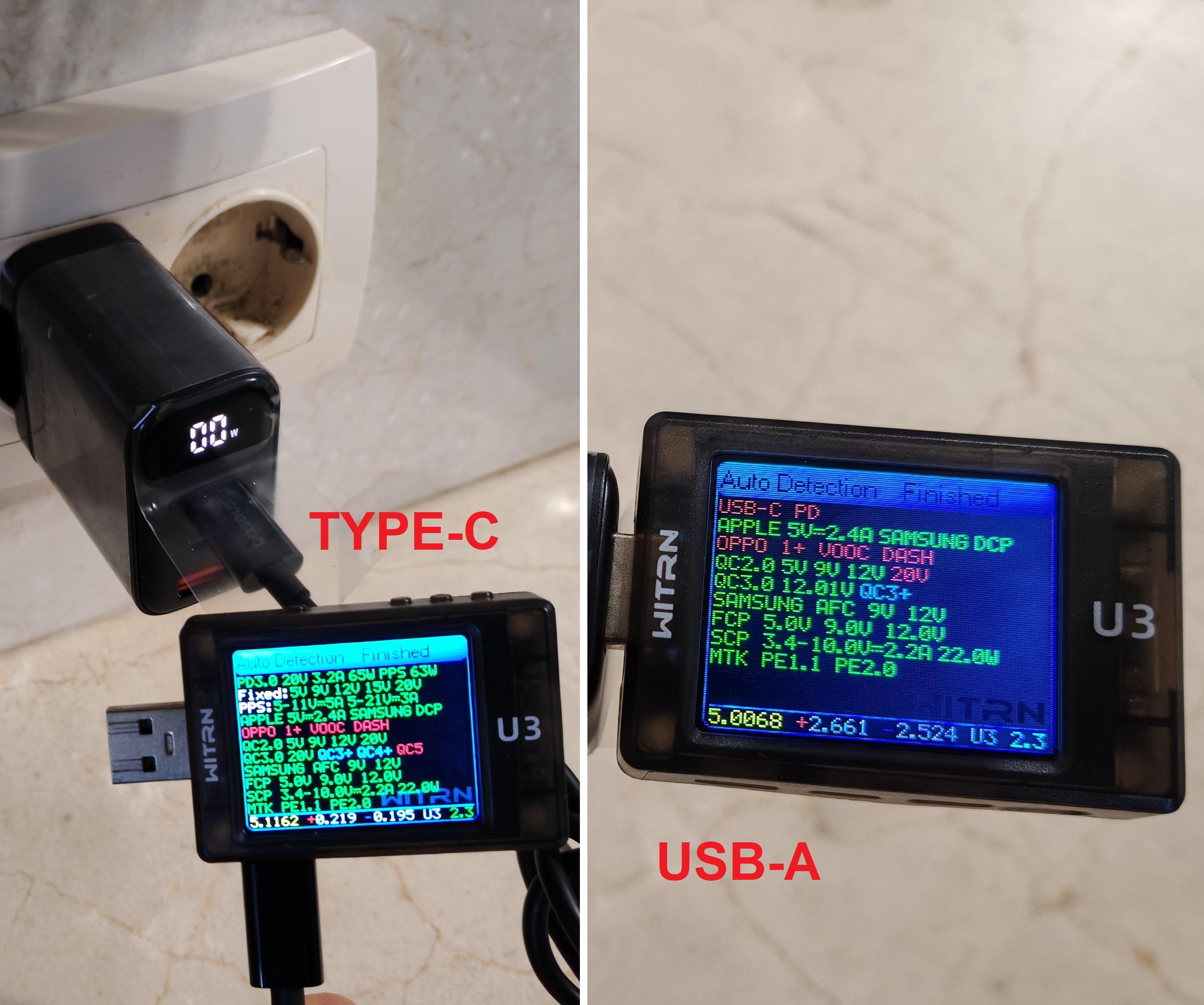 Зарядний пристрій TUODES 65w GAN PD 2xUSB-C+USB-A з дисплеєм (30807545) - фото 13 Зарядний пристрій TUODES 65w GAN PD 2xUSB-C+USB-A з дисплеєм (30807545) - фото 13